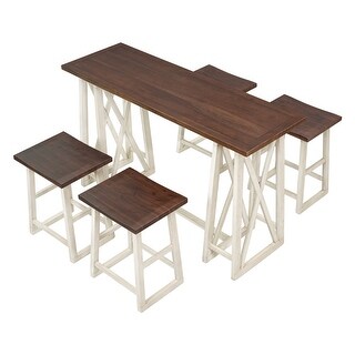 Rustic Counter Height 5-Piece Dining Table Set with 4 Stools - Bed Bath ...