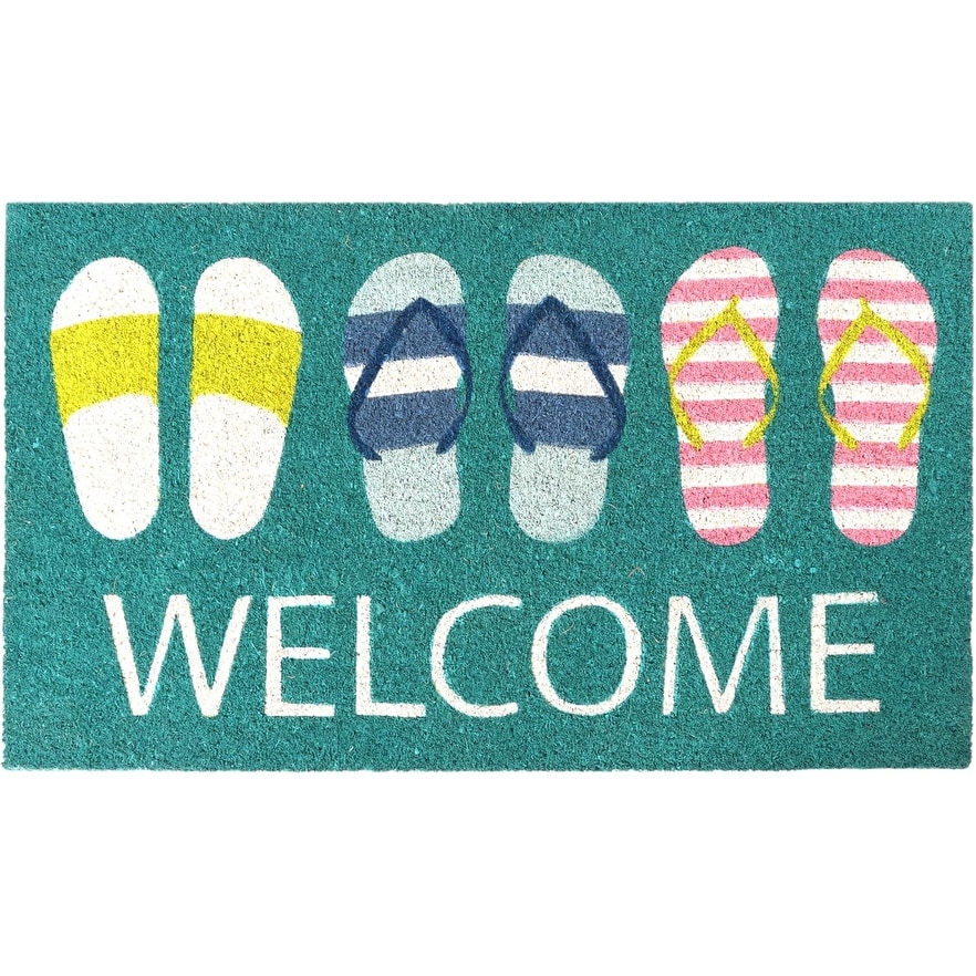 A1 Home Collections Natural Coco Coir Door Mat with Heavy Duty Non-Slip PVC Backing - 18" x 30" - Easy to Clean