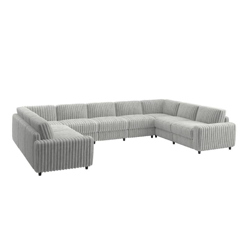 Veyron Furry Channel Fabric Down-filled 7-Seat Modular Sectional Sofa by iNSPIRE Q Modern