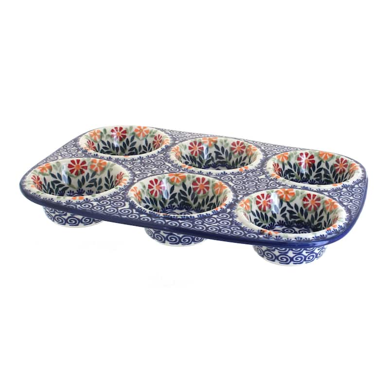 Blue Rose Polish Pottery F093 Manufaktura Muffin Pan