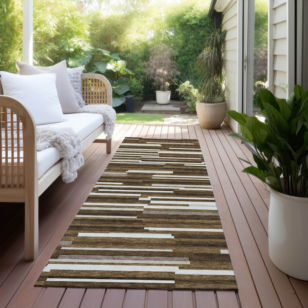 Machine Washable Indoor/ Outdoor Chantille Modern Stripes Rug