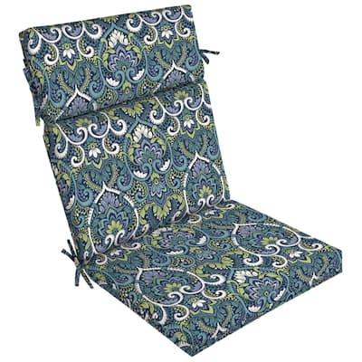 Arden Selections Sapphire Blue Leala Damask Dining Chair Cushion - 44 in L x 21 in W x 4.5 in H