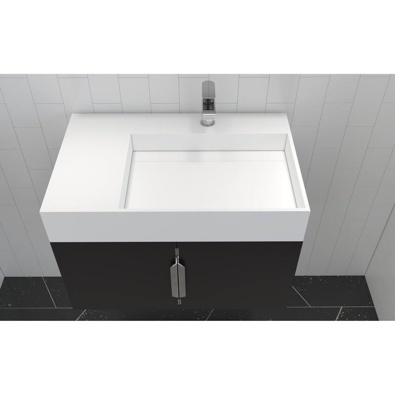 Amazon 30" Wall Mounted Bathroom Right Basin Vanity Set w/ White Top