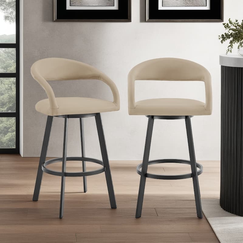 Ramona Modern Swivel Bar Stool, Upholstered Counter Height Chair with Iron Frame