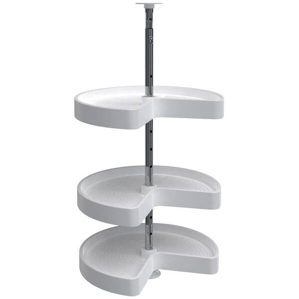 slide 2 of 7, Rev-A-Shelf Lazy Daisy Polymer 18 Inch Pie Cut 3 Shelf Lazy Susan Set White