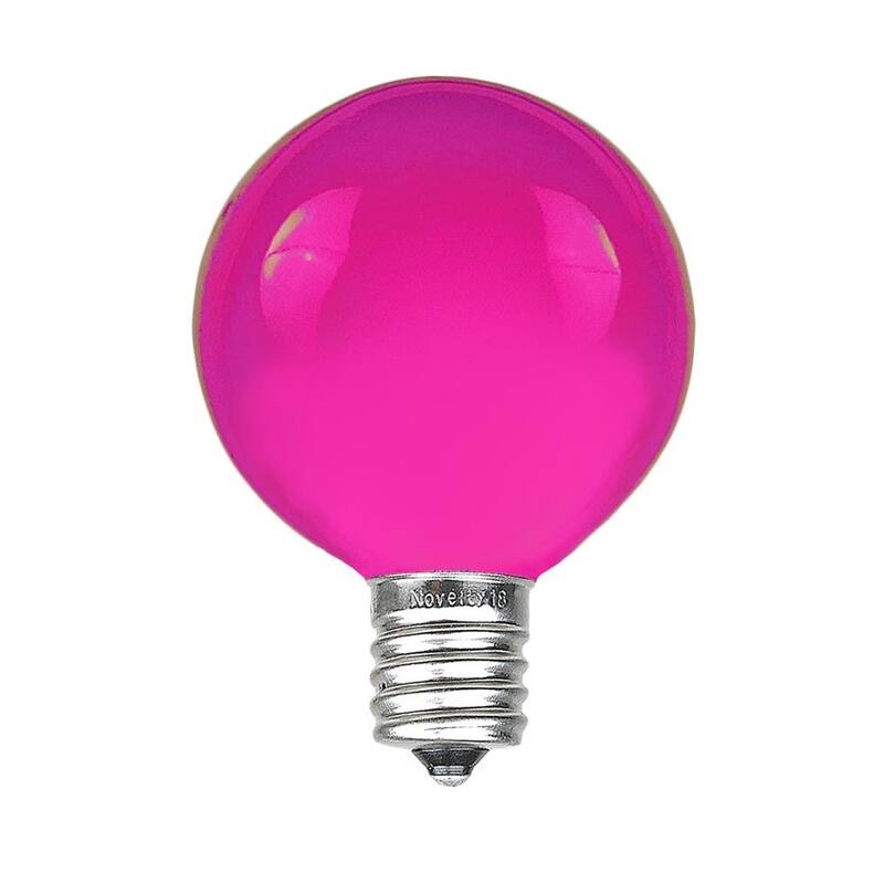25 Pack G40 Outdoor Patio Globe Replacement Bulbs, Clear, C7/E12 Base - Medium - Purple
