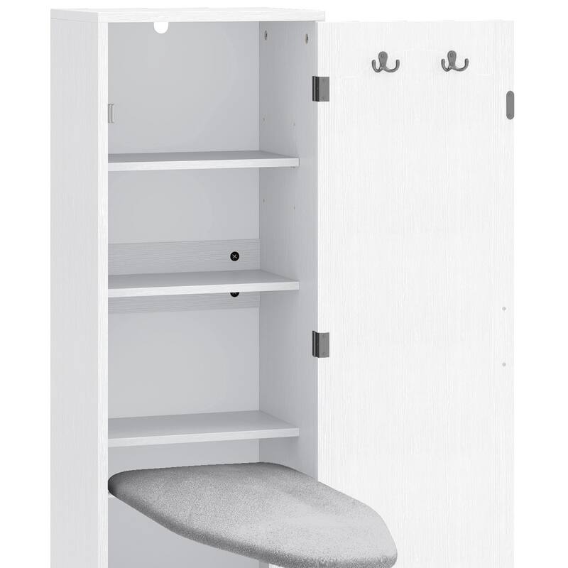 Moasis In Wall Ironing Board Cabinet with Foldable Board and Adjustable Shelves