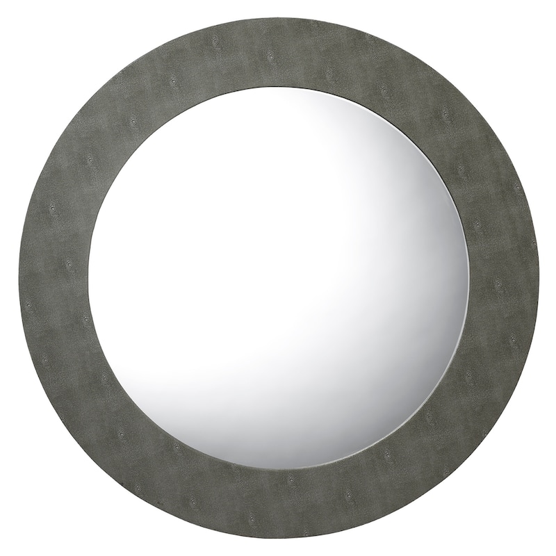Alden Décor Cleo Shagreen Round Mirror, Ivory - Grey