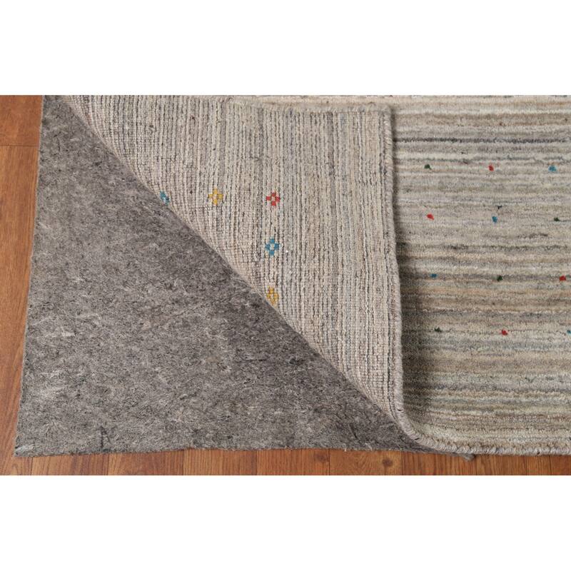 Striped Gabbeh Square Area Rug Handmade Wool Carpet - 9'9"x 9'7"