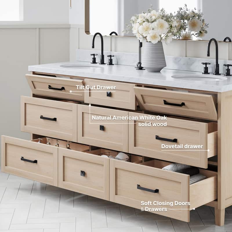 Ariel B73DCWOVO Monroe 73" Free Standing Double Basin Vanity Set with