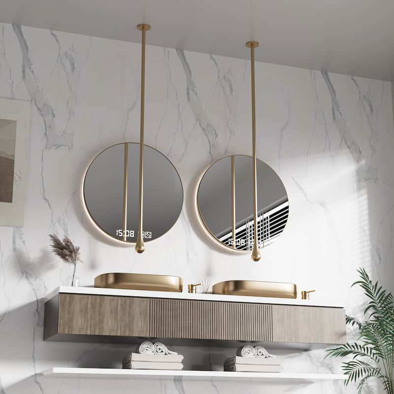 Modland 63''H Wall Mount Bathroom Faucet with High Flow & 500K Leak-Proof, Brushed Gold/ Matte Black