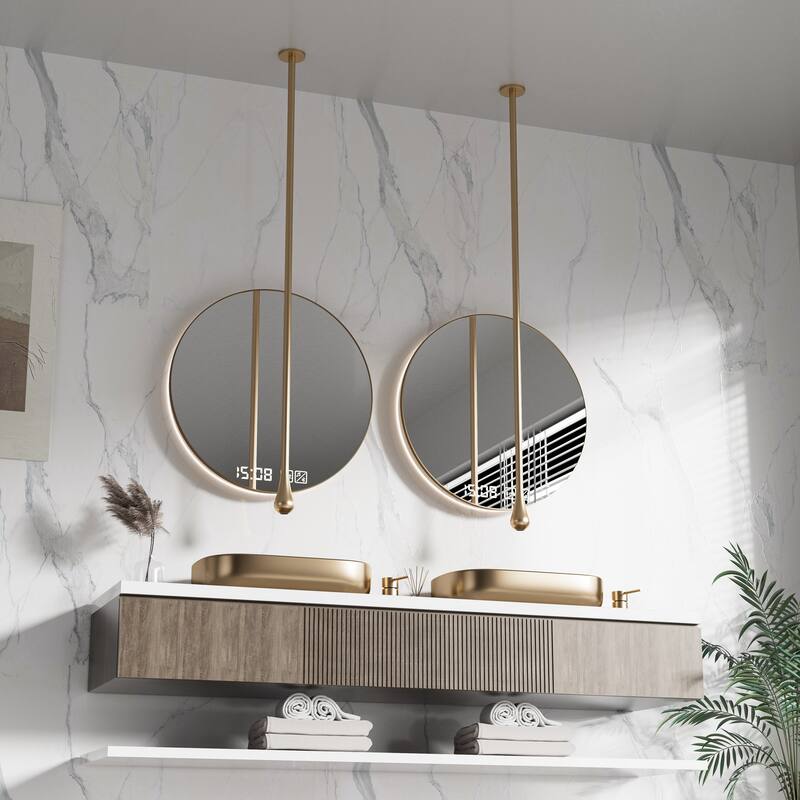 Modland Luxury 63''H Wall Mount Bathroom Faucet with High Flow & 500K Leak-Proof, Brushed Gold/ Matte Black