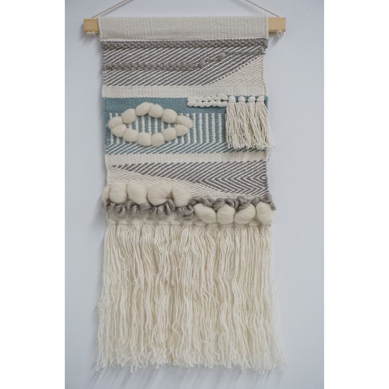 Home&Manor Wool and Cotton Macrame Wall Hanging with Rod Included - Exact Size