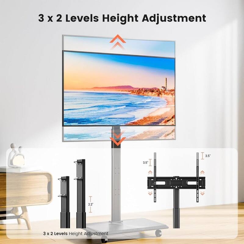 Mobile TV Cart Rolling TV Stand
