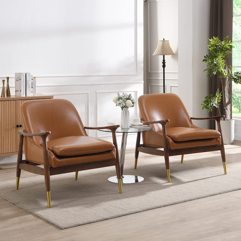 Amber Faux Leather Modern Lounge Chair by Christopher Knight Home - Setof2 - Brown