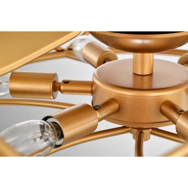 Femi 26-inch Matte Gold 6 Lights 3 Blades Lighted Ceiling Fan with Remote