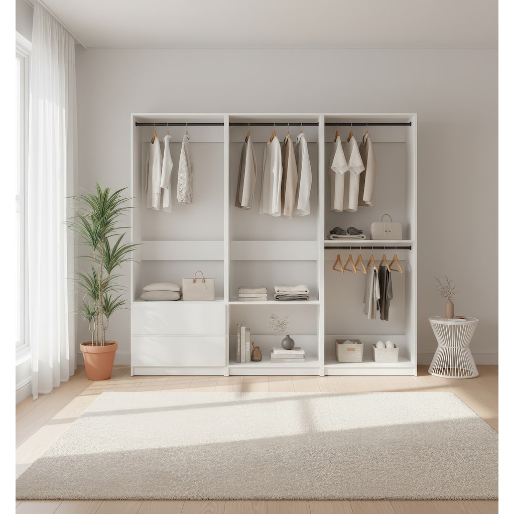 Prosper White Freestanding Walk in Wood Closet System - 94.2"W x 15.7"D x 83" H