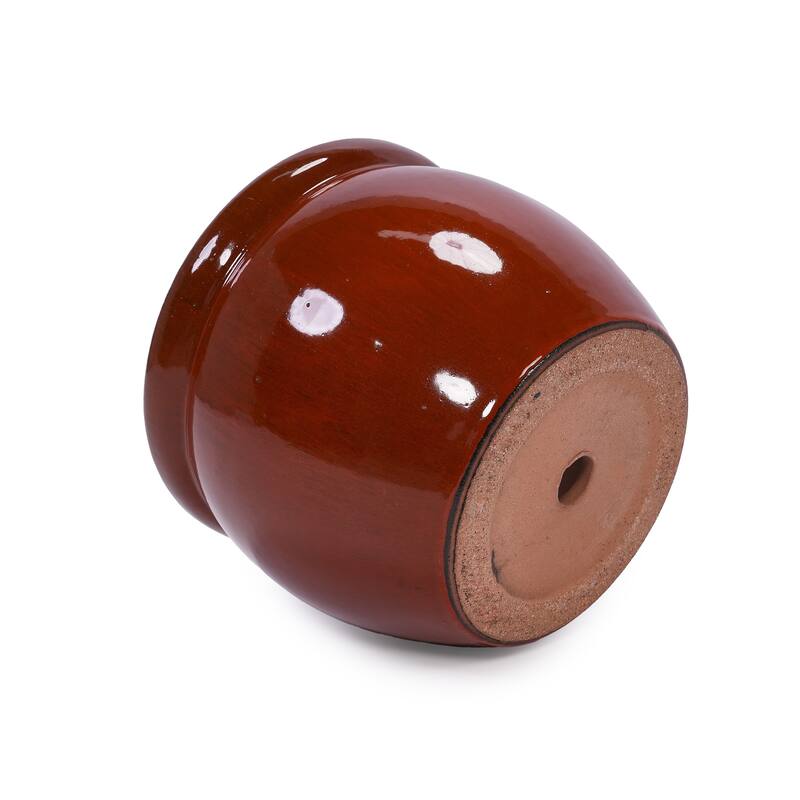 Anmytek Handmade Ceramic Plant Pots Set of 3 Rust Red