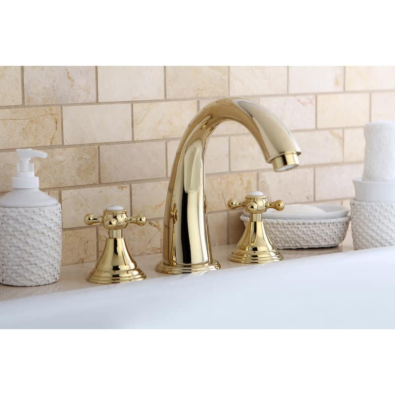 Kingston Brass Vintage Deck Mounted Roman Tub Filler with Cross