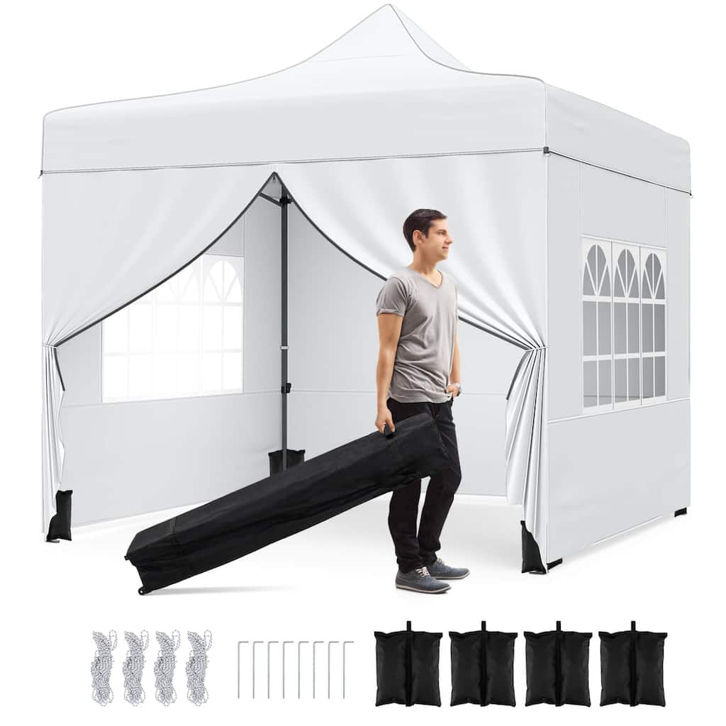 Costway 10 x 10 FT Pop up Canopy Tent with 4 Removable Sidewalls,
