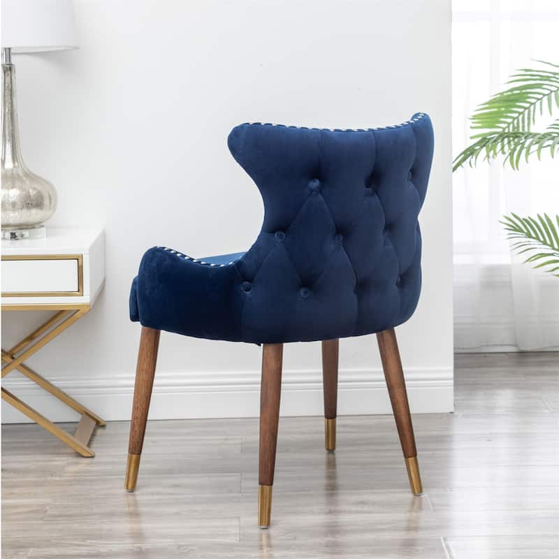 Contemporary Velvet Upholstered Nailhead Trim Accent Chair