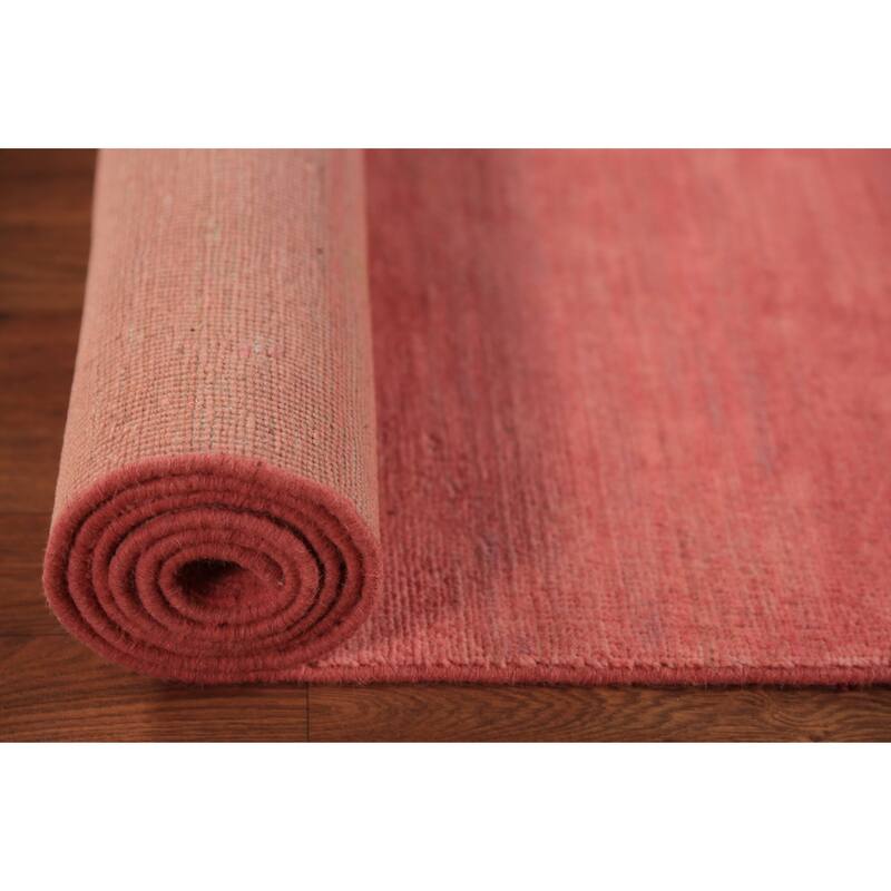 Pink Gabbeh Runner Rug Hand-Knotted Wool Carpet - 3'2" x 9'9"