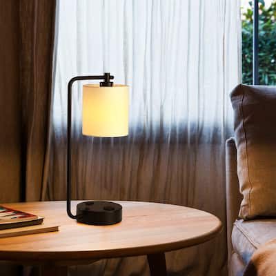 Cedar Hill 19" Table Lamp with USB port and fabric shade - 19