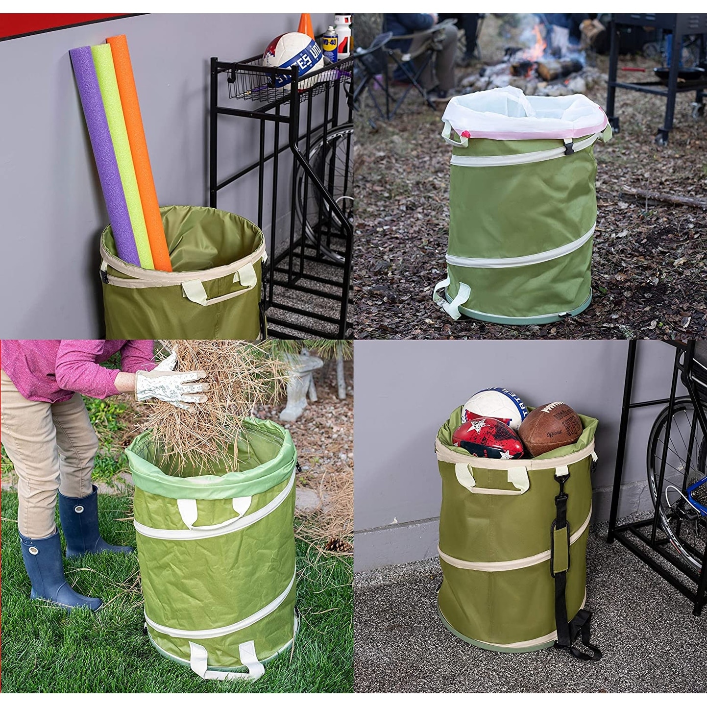 Collapsible Trash Can, 30 Gallon Large Collapsible Pop Up Recycling Leaf  Bag Reusable Camping Trash Can with Handles, Waterproof and Tear  Resistance