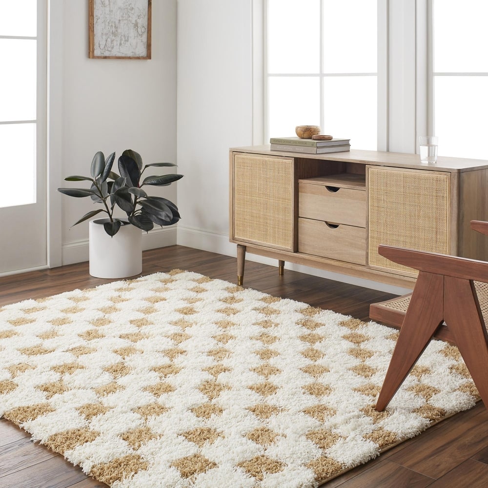 Livabliss Sibari Modern Checkered Plush Area Rug