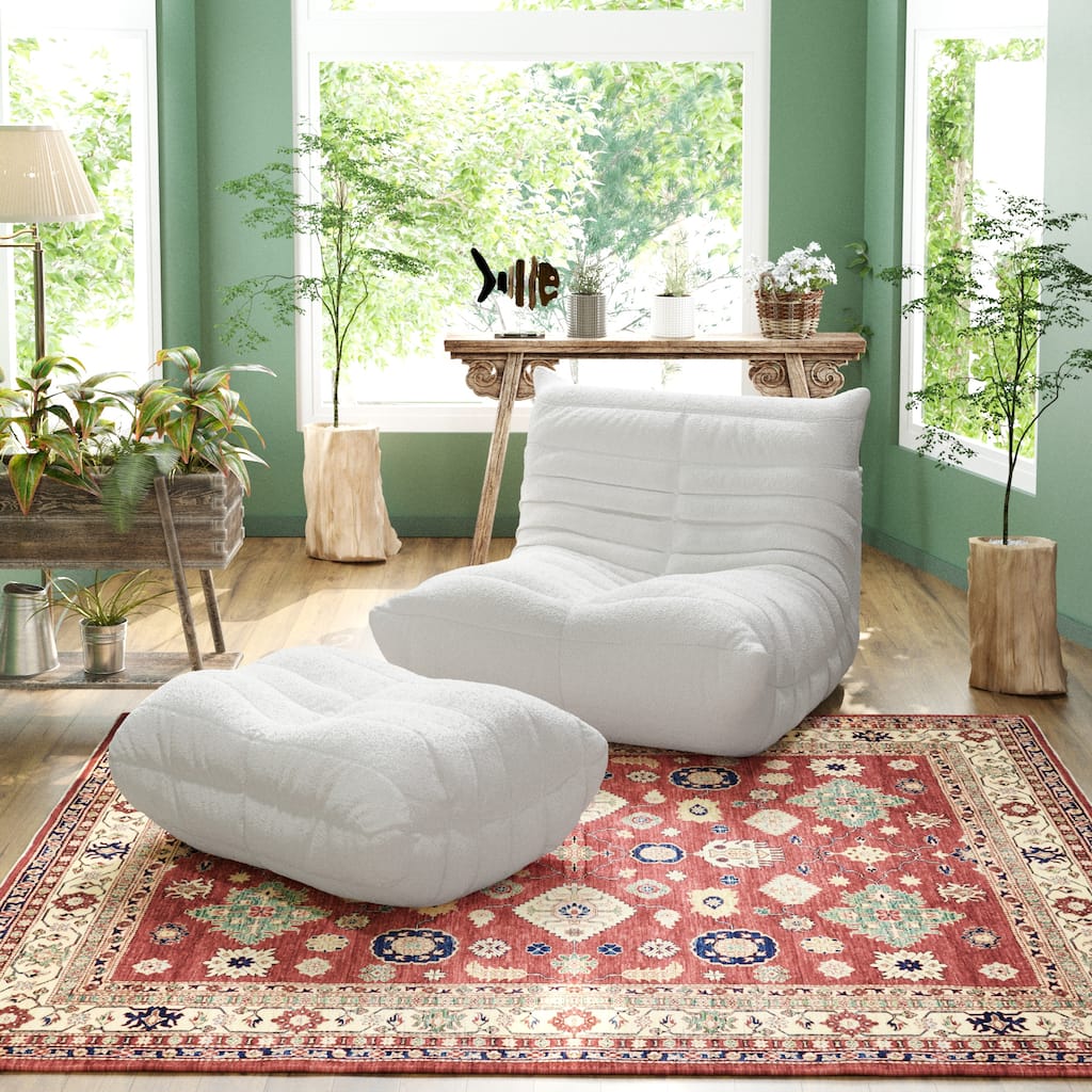 Lazy Floor Sofa Couches,Teddy Velvet Lounge Chair