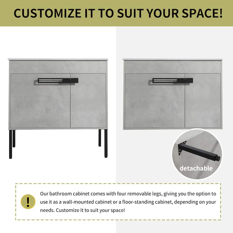 Beingnext 24"/30"/36" Bathroom Vanity with Sink, Freestanding/Floating Bathroom Vanity with Soft Close Door and Adjustable Shelf