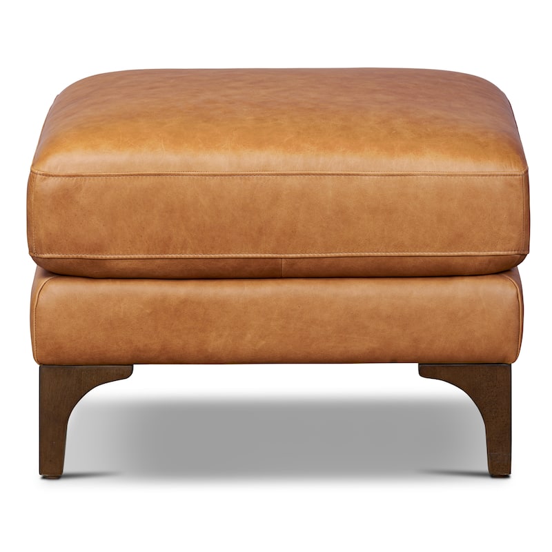 Poly & Bark Sorrento Ottoman - Full Grain Genuine Italian Leather - Cognac Tan