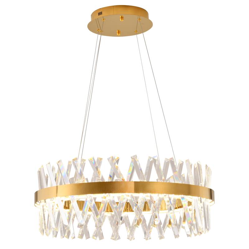 Gold Dimmable LED Chandelier With Clear Crystals - N/A - Overstock ...