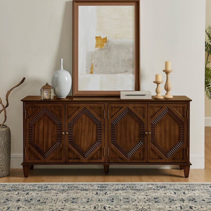 65.2"Sideboard Buffet Cabinet with Storage,Symmetrical Geometric Accent Storage Cabinet,Large Console Table