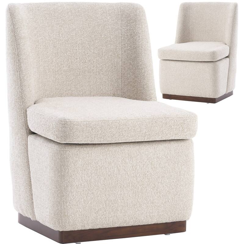Modern Accent Chair Set of 2, Armless Chairs for Dining Room, Living Room, Bedroom - Khaki