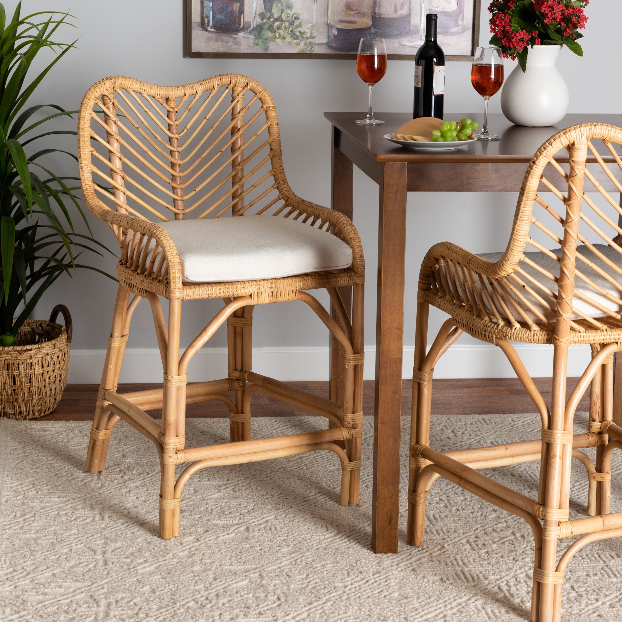 Wicker counter top height stools