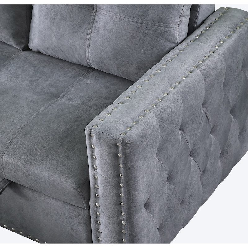 Classic and Cozy L-shape Pull-out Sleeper Sectional Sofa