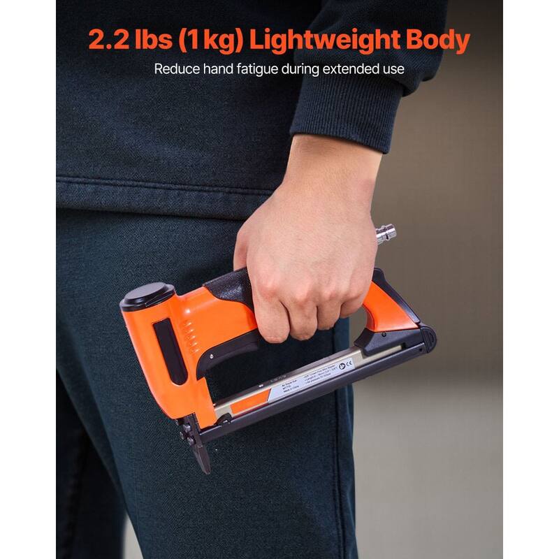 Black-Orange Aluminum 20-Gauge Pneumatic Staple Gun with High-Capacity Magazine - 8.66 x 1.89 x 5.71
