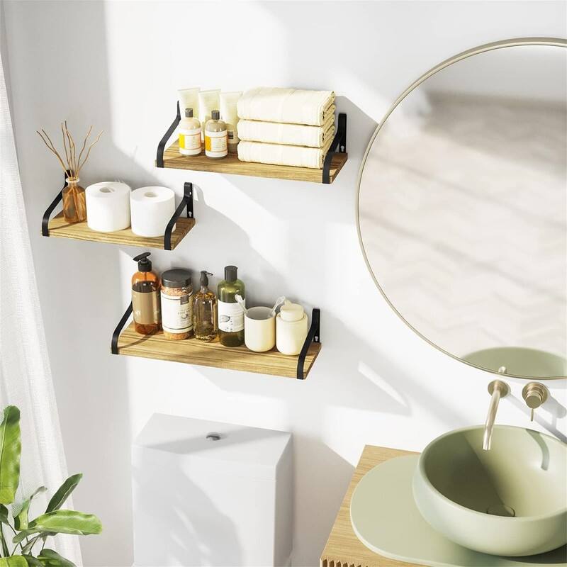 Floating Shelves Wall Mounted Set of 3 - 16.93"D x 6.14"W x 4.17"H