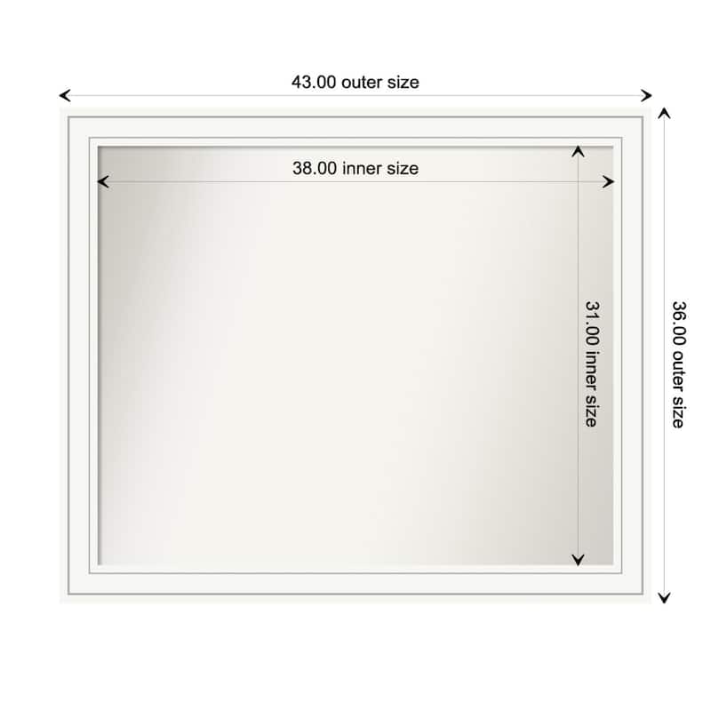 Craftsman White Framed Non-Beveled Custom Wall Mirror, Bathroom Vanity Mirror - Outer Size: 43 x 36