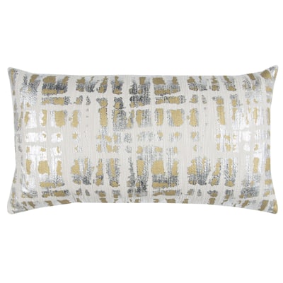Rizzy Home Donny Osmond Collection Silver and Gold Metallic Throw Pillow