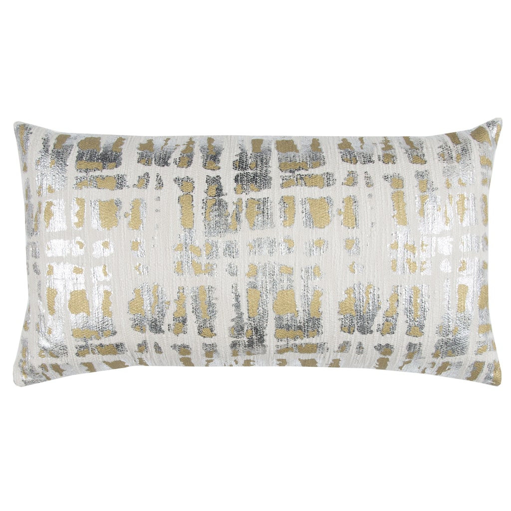 Rizzy Home Donny Osmond Collection Silver and Gold Metallic Throw Pillow, 14x26