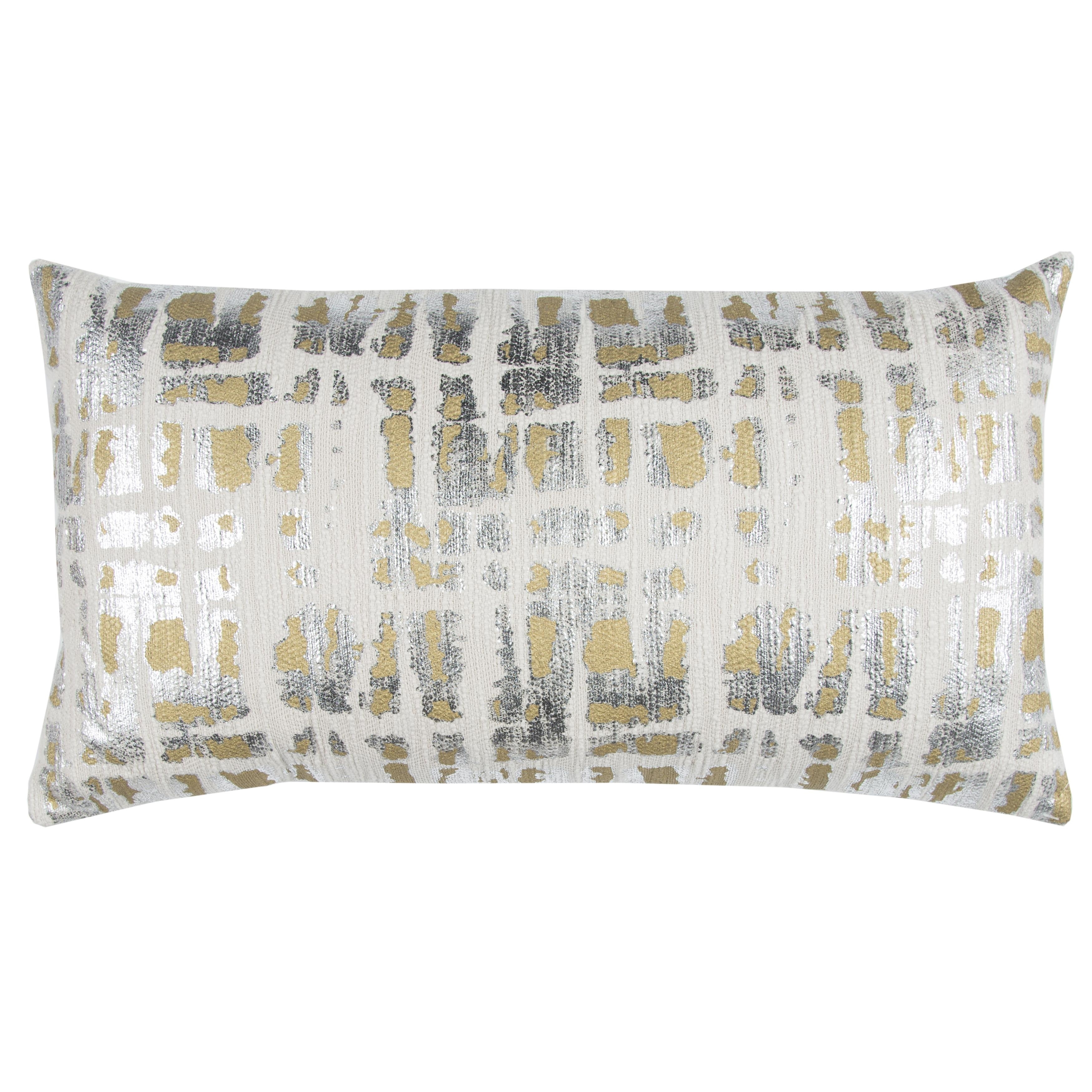 Rizzy Home Donny Osmond Collection Silver and Gold Metallic Throw Pillow, 14x26