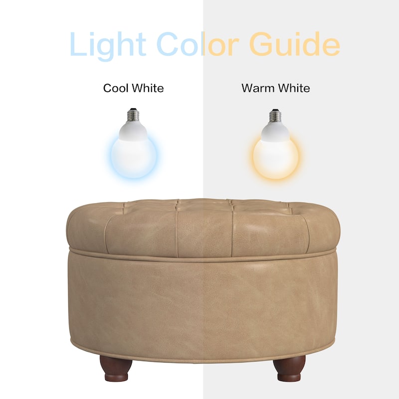 Copper Grove Lamentin Tufted Faux Leather Round Storage Ottoman