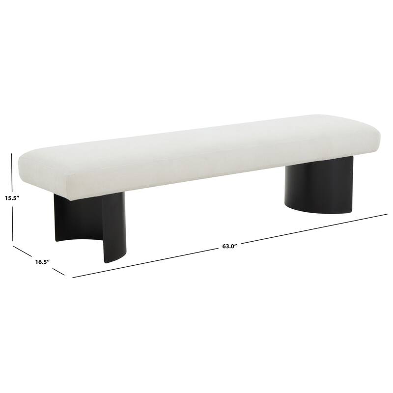 SAFAVIEH Couture Raelee Metal Legs Bench - 63Wx17Dx16H - White/Black