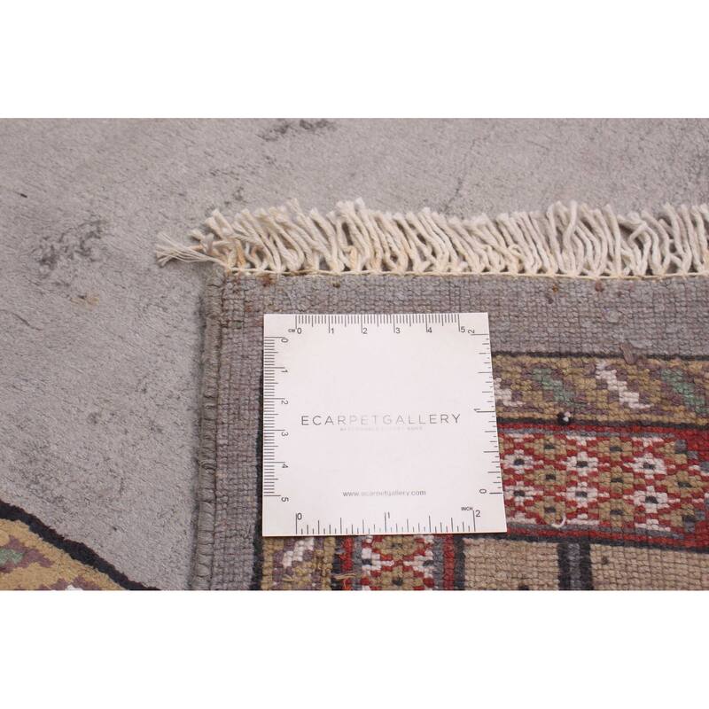 ECARPETGALLERY Hand-knotted Kashmir Grey Silk Rug - 4'10 x 7'0