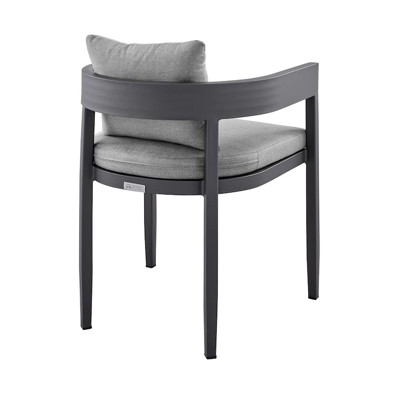 Menorca Outdoor Patio Dining Chairs in Aluminum with Grey Cushions - Set of 2 - N/A