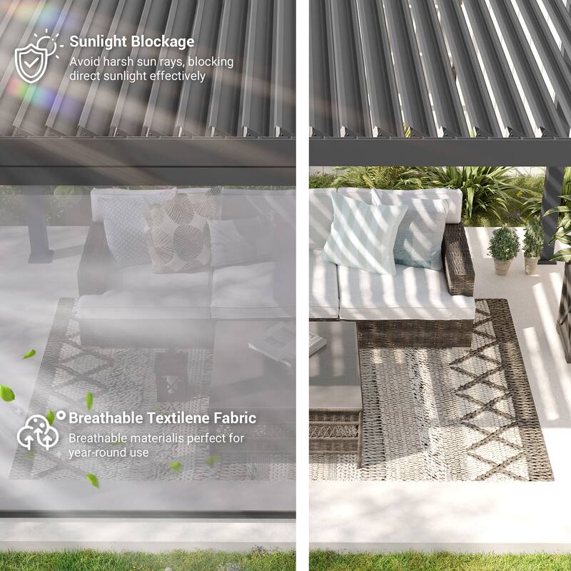 BONOSUKI Adjustable Height Pull Down Privacy Screen for 10FT/12FT/13FT Pergola (Screen Only)
