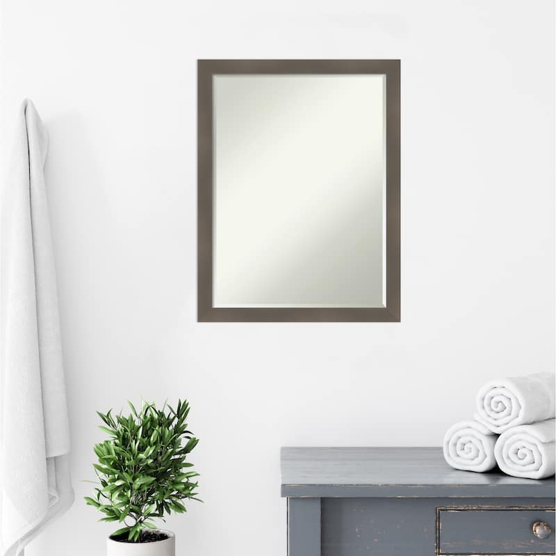 Edwin Half-Inch-Bevel Wood Framed Bathroom Vanity Wall Mirror - Glass Size 18x24