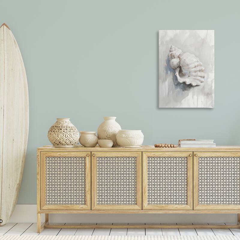 Stupell Neutral Curved Seashell Canvas Wall Art Design By Ramona Murdock